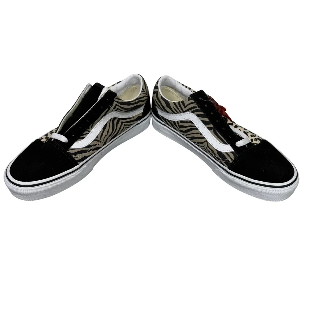 Vans Old Skool Animal Print Mix Black Leopard Zebra Low‎ Top Sneakers Womens 7.5